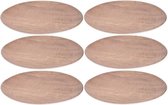 6x Melamine borden houtprint 27 cm - Campingservies/picknickservies
