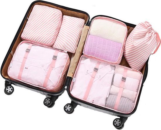Plan(t) & Goods packing cubes - 6-delige set - kofferorganizers - roze