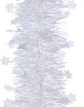 2x Witte kerstversiering folie slinger met ster 270 cm