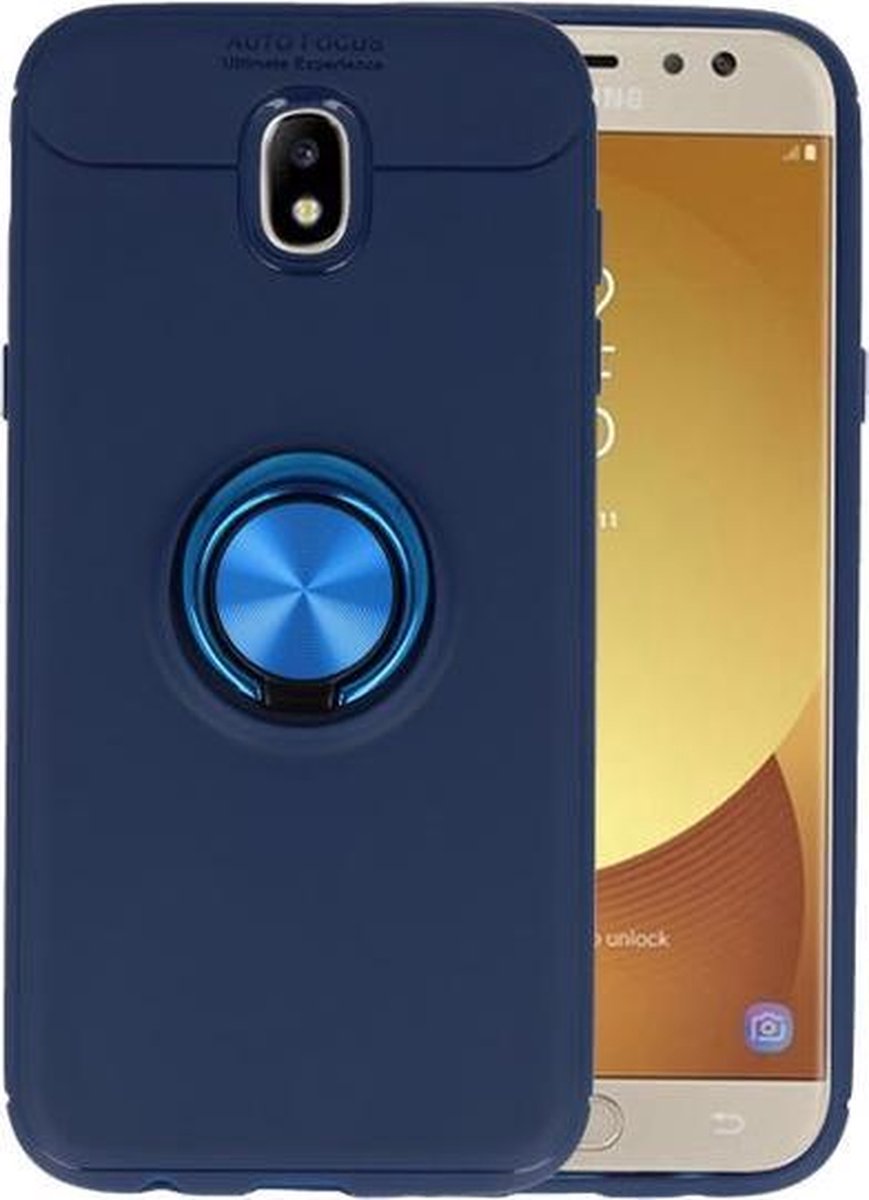 Navy Zacht TPU met Ringhouder hoesje voor Samsung Galaxy J5 2017