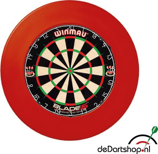 Afbeelding van het spel Winmau Blade 5 - Plus Surround Ring Rood - Complete PROFESSIONELE dartset - dartbord