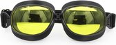 Pothelm Vintage Vliegeniersbril Zwart - Retro Motorbril Motorbril Heren - Geel Glas