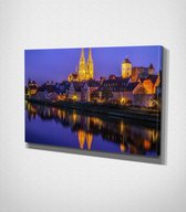 Regensburg Germany Canvas - 120 x 80 cm - Steden - Schilderij - Canvas - Slaapkamer - Wanddecoratie  - Slaapkamer - Foto op canvas