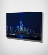 New York City At Night Canvas - 100 x 70 cm - Steden - Schilderij - Canvas - Slaapkamer - Wanddecoratie  - Slaapkamer - Foto op canvas