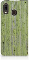 Geschikt voor Samsung Galaxy A30 Book Wallet Case Green Wood