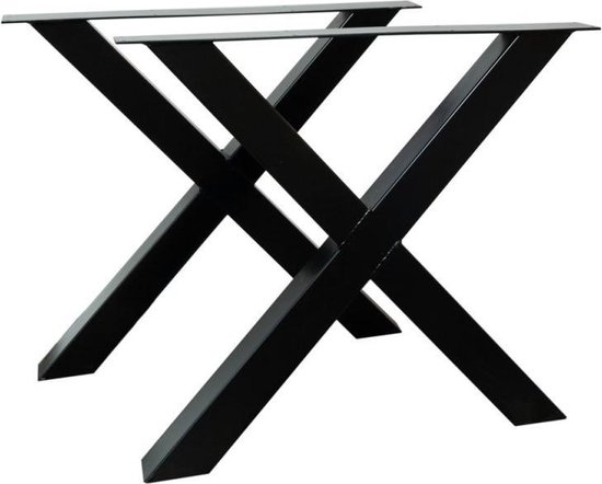 Nu al baden bedrag Zwarte Stalen X metalen tafelpoten 2 stuks | bol.com