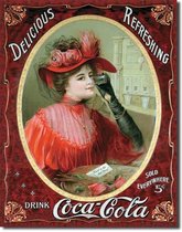 Coca-Cola Victorian Lady Metalen wandbord 31,5 x 40,5 cm.-