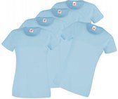 Fruit of the Loom Dames T-shirt blauw maat L (onbedrukt - 5 stuks)