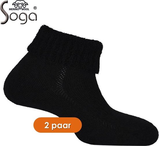 2-Pack Eureka zachte merino wollen sokken S29 - unisex - zwart - maat 35-38