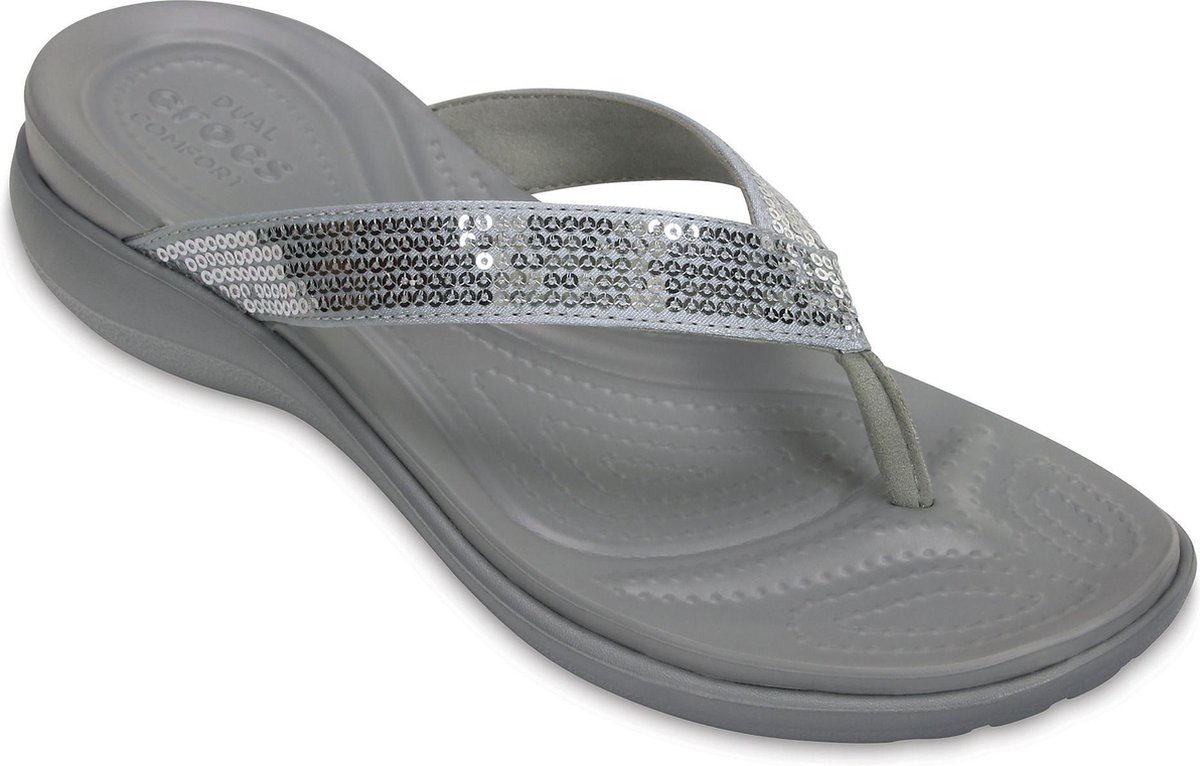 Crocs Capri V Sequin Slippers Dames Slippers Maat 36/37 Vrouwen grijs/zilver