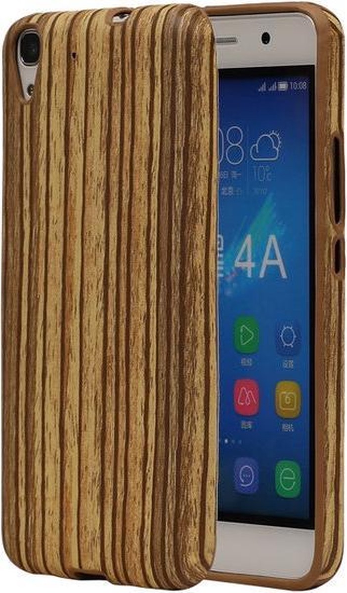Verticale Hout Design TPU Cover Case voor Huawei Honor Y6 Hoesje