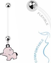 Fako Bijoux® de Piercing nombril de grossesse - Éléphant - Rose