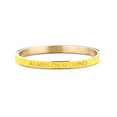 Key Moments 8KM BC0009 Stalen Bangle met Tekst - Always on My Mind - One-size - Cadeau voor haar - Goudkleurig / Geel