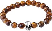 Fako Bijoux® - Buddha Armband - Schedel Quatro - Tijgeroog