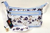SEVERAL Omhang Schoudertas Vintage Bloemen en ruitjes patroon wit Lief!