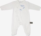Babypyjama in bio-katoen wit met blauwe veren 12 maanden