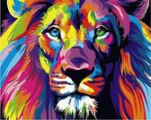 Schilderen op nummen gekleurde leeuw 40x50cm