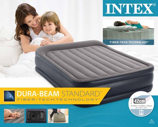 Intex Queen Deluxe Pillow Rest Luchtbed met ingebouwde pomp - 203x152x42 cm - Intex