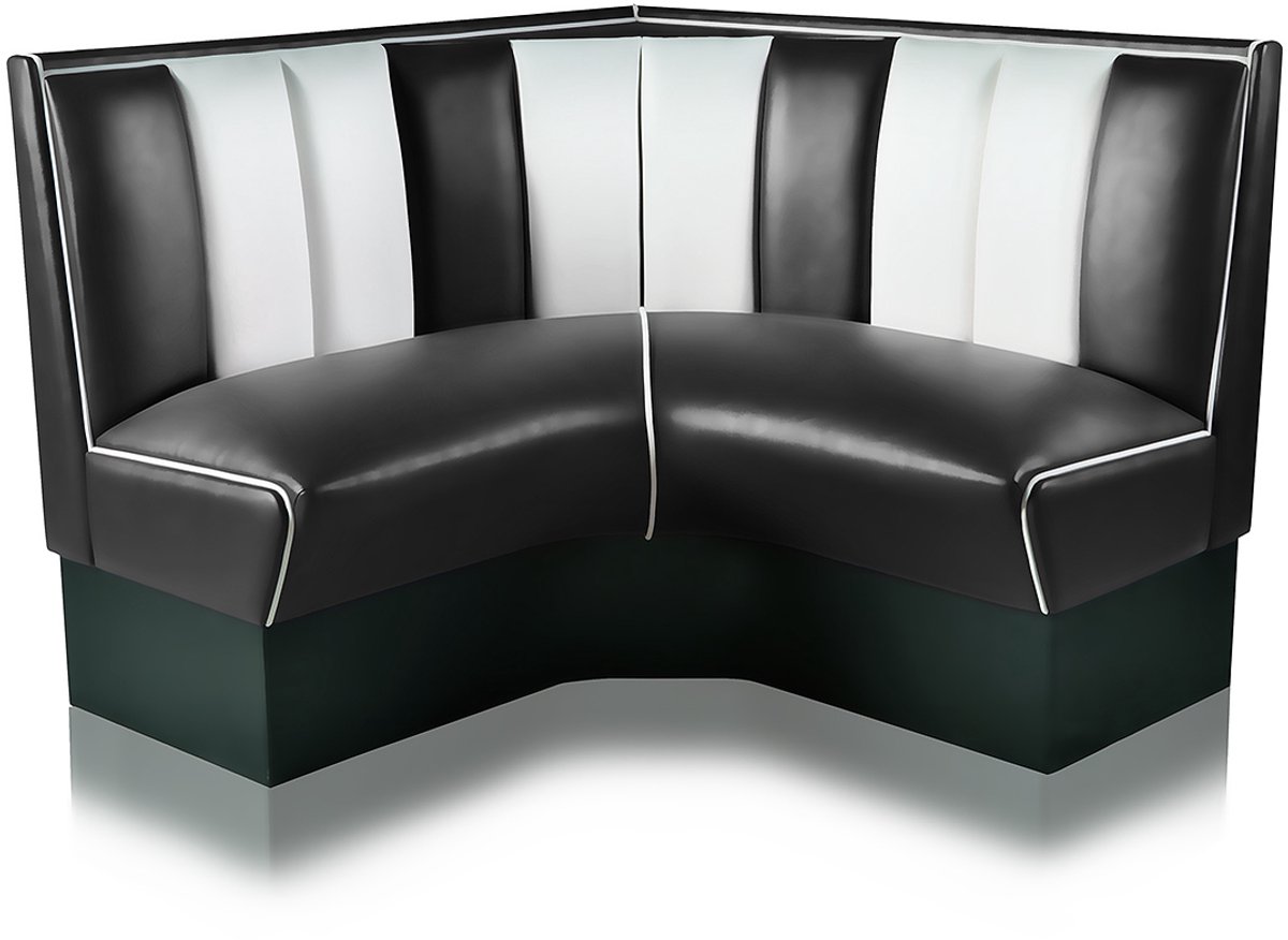 Bel Air Dinerbank Quarter Circle Booth HW-120-120 Zwart