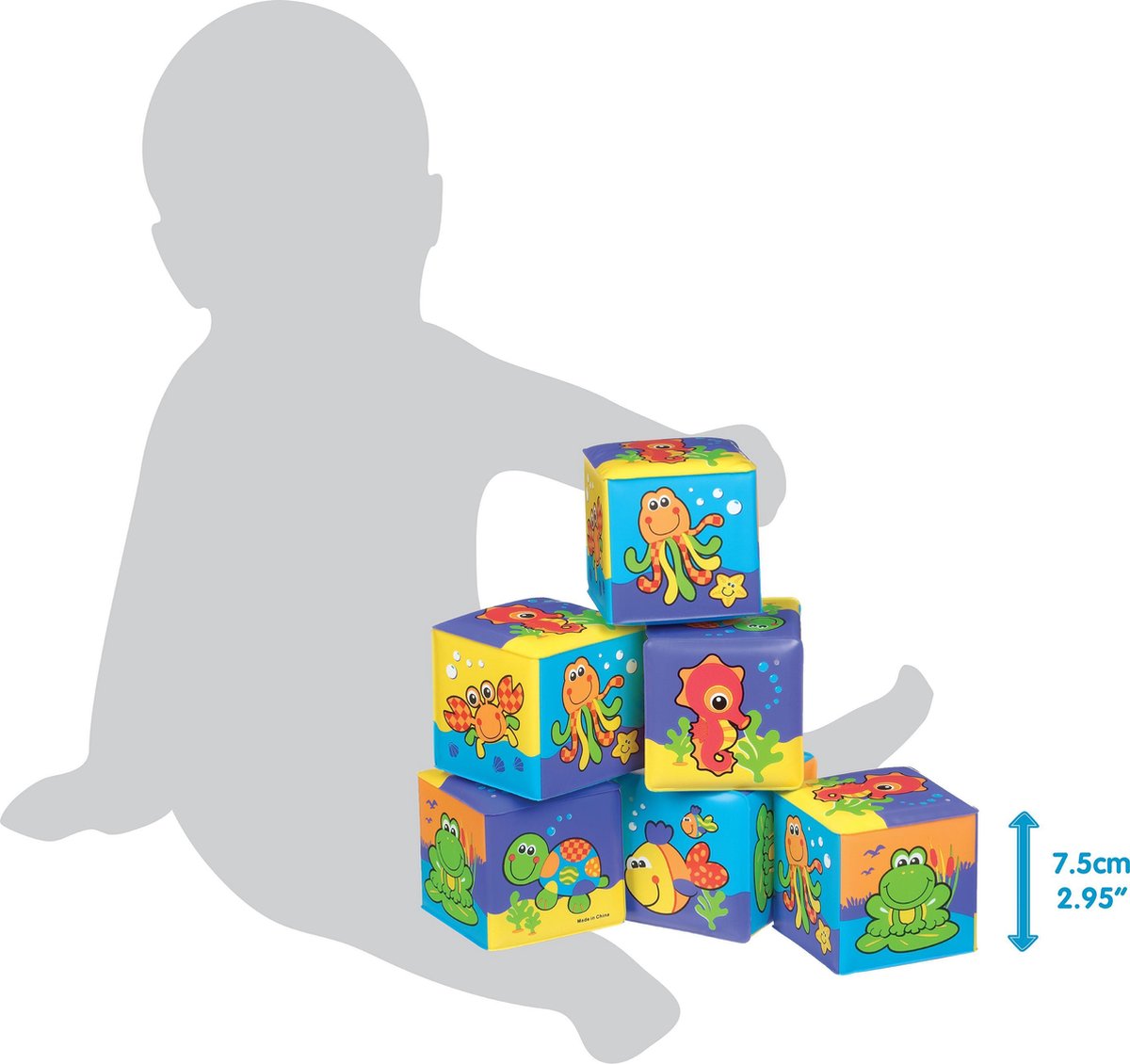 Playgro zachte blokken - Badspeelgoed - Badblokken - Set van 6 stuks - Speelgoed Baby - Speelgoed 1 jaar - Baby Speelgoed - badspeelgoed - speelgoed bad - Baby badspeelgoed — afbeelding 4