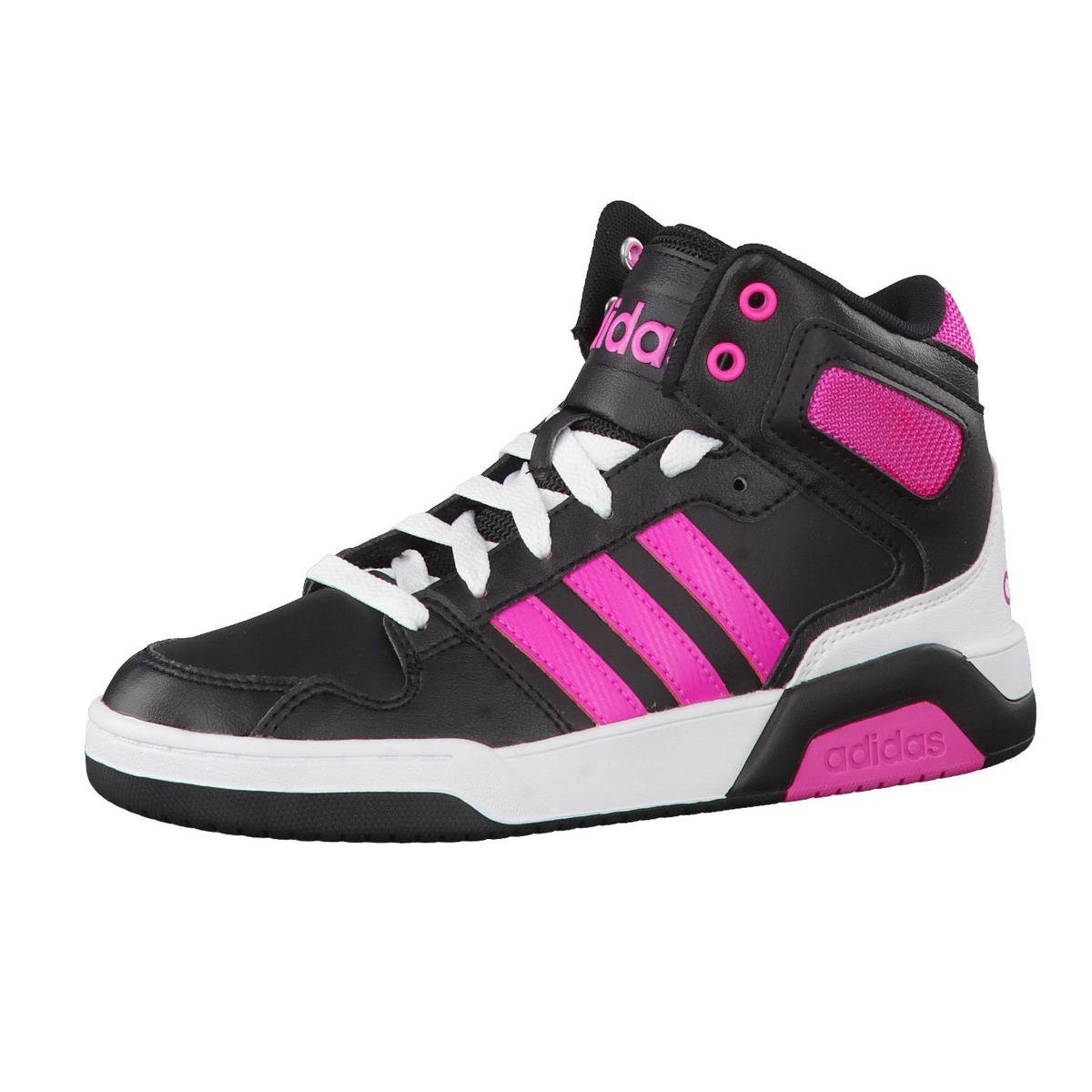 pink and white high top adidas