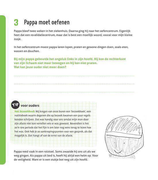 Kop van een hoofd met een helm op, met een glimlachend gezicht.