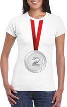 Zilveren medaille kampioen shirt wit dames 2XL