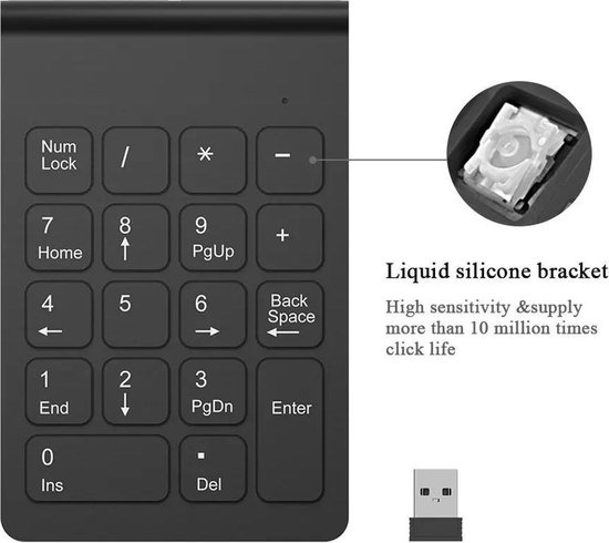 Omgaan rekenmachine Ik heb het erkend Numeriek toetsenbord draadloos - draadloze numpad - wireless / Bluetooth  number pad | bol.com