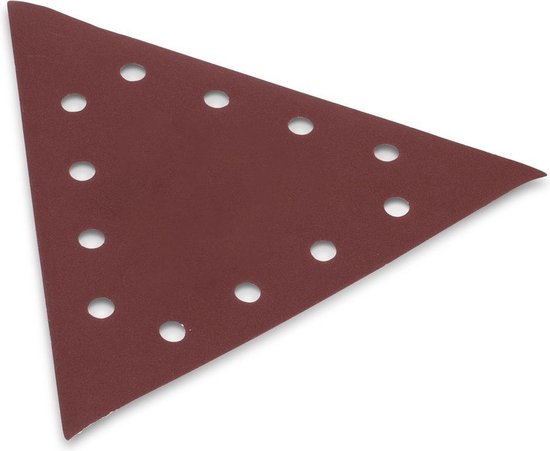 Bruin driehoekig schuurvel met 10 perforaties, K60.
