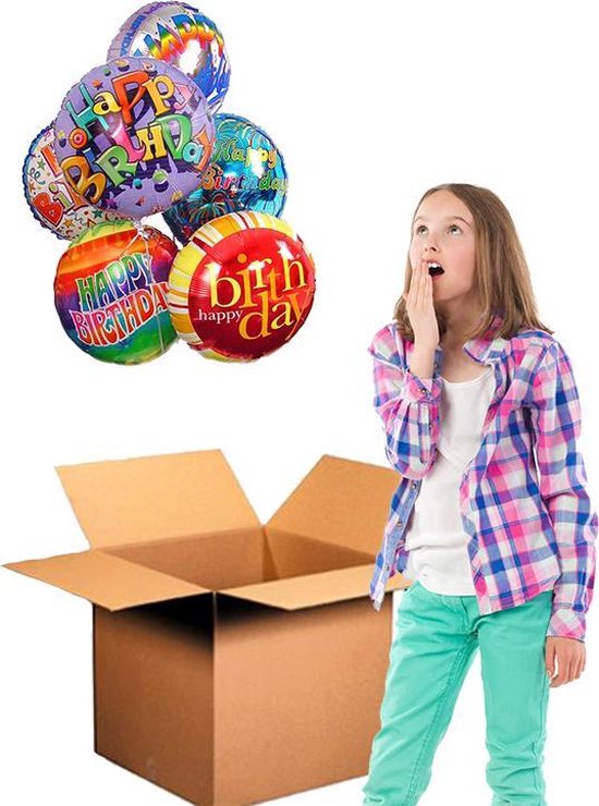 5 Gevulde Helium ballonnen in een doos. Meisje Verjaardag. | bol.com