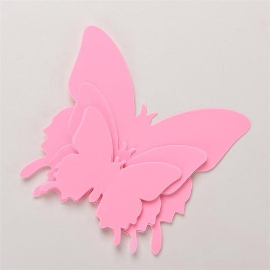 3d muurstickers | vlinder |effen | kinderkamer | babykamer | decoratie | 12 stuks | roze