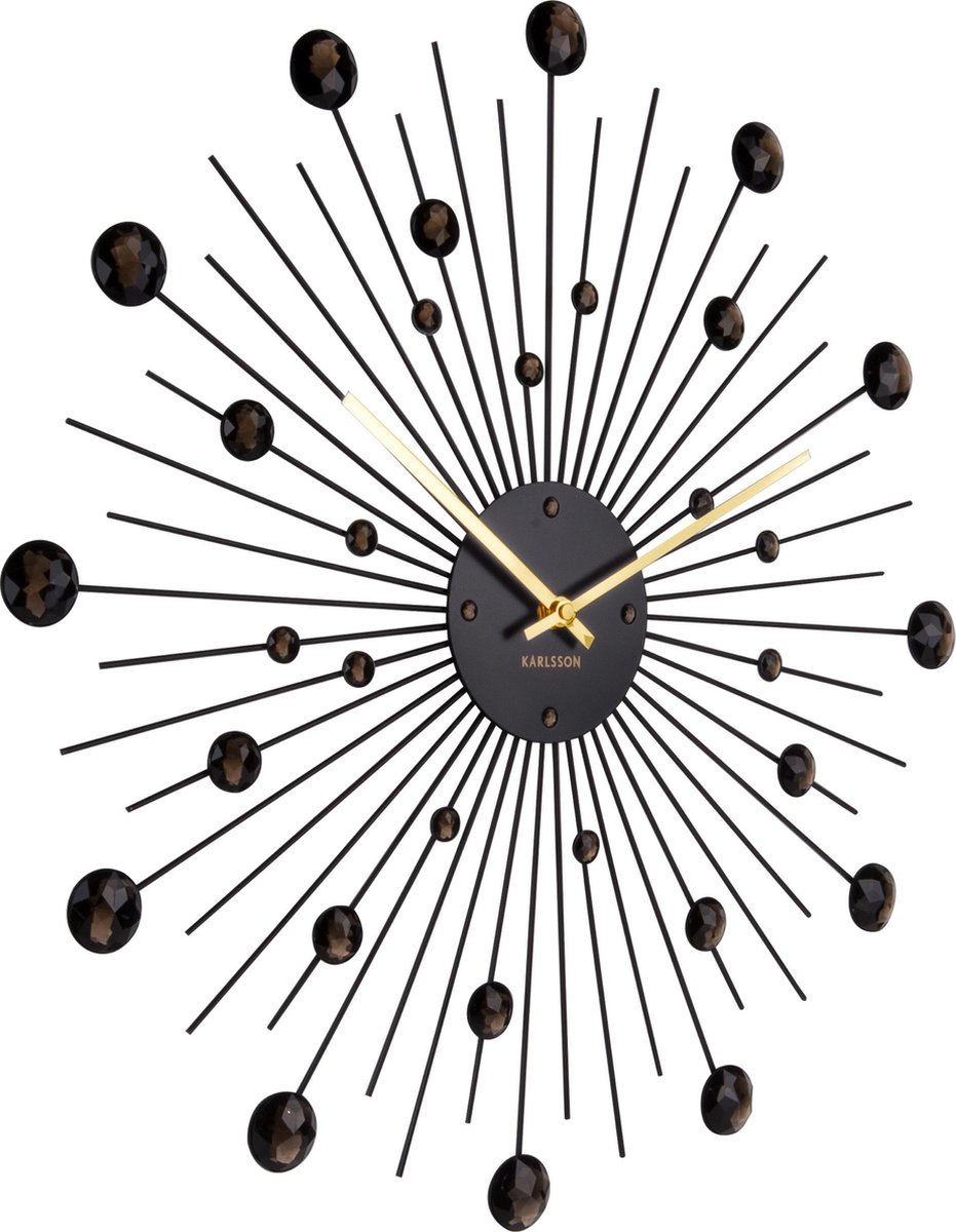 Karlsson Wandklok Sunburst 50 Cm Staal Zwart
