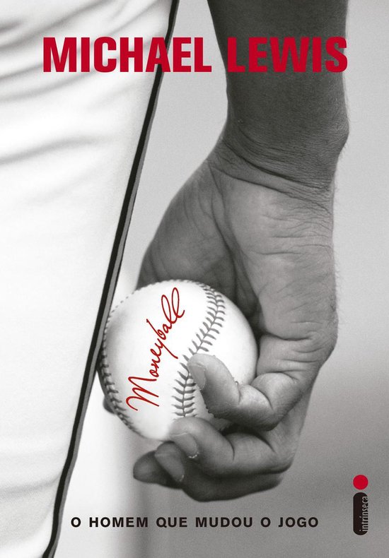 Boekomslag met honkbal in hand, tekst 'MICHAEL LEWIS' en 'Moneyball'.