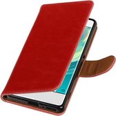 BestCases.nl Rood Pull-Up PU booktype wallet cover hoesje voor Sony Xperia XA