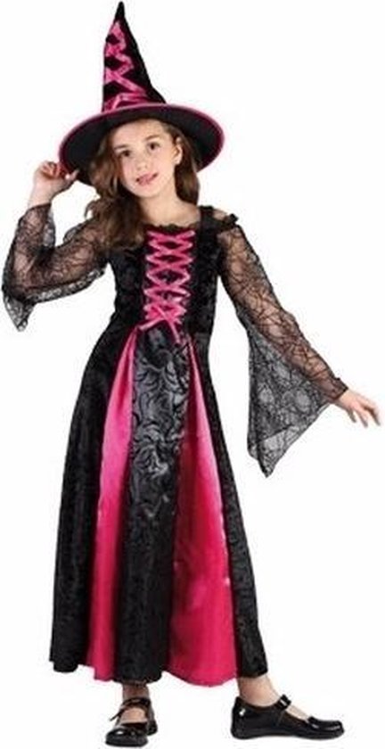 Halloween - Roze heks jurkje voor meisjes - heksenjurkje / kostuum 110/122