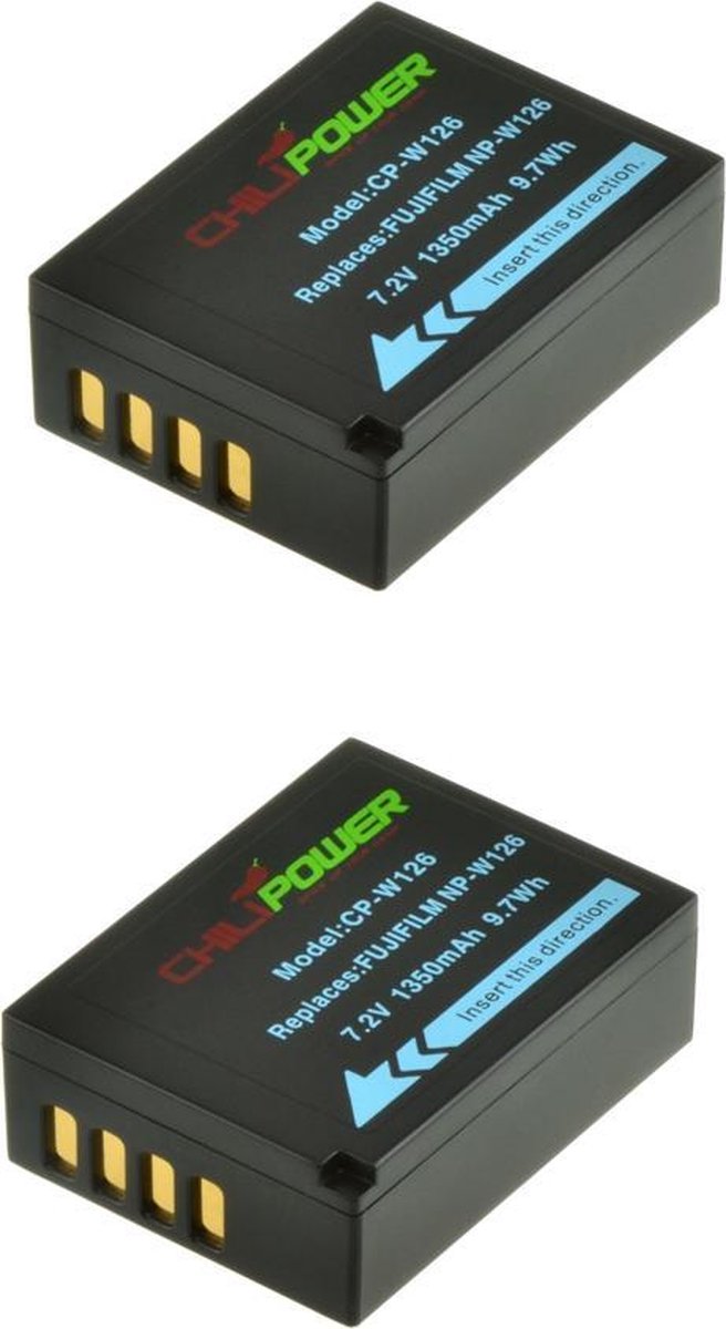 ChiliPower NP-W126 accu voor Fujifilm - 1350mAh - 2-Pack