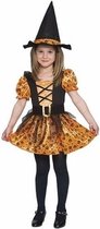 Halloween - Oranje heks jurkje voor meisjes - heksenjurkje 120-130 (7-9 jaar)
