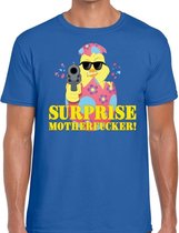 Fout paas t-shirt blauw surprise motherfucker voor heren 2XL