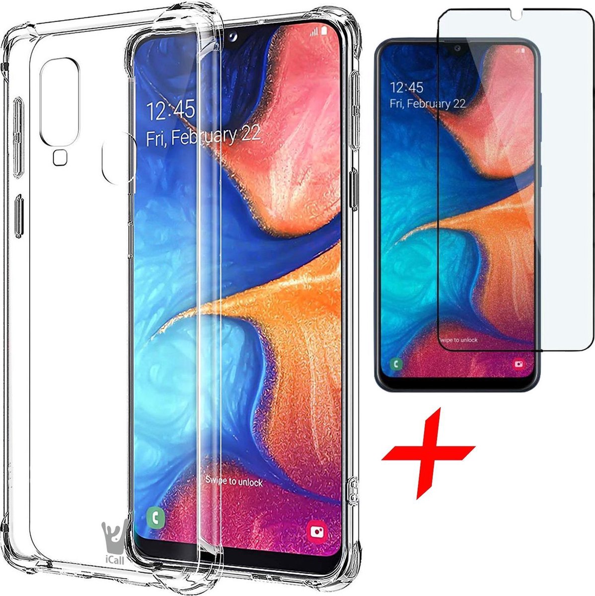 Hoesje geschikt voor Samsung Galaxy A20e - Transparant Shock Proof + Screen Protector Full