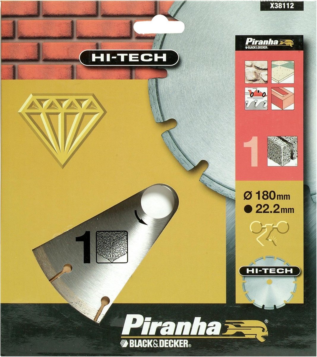 Piranha HI-TECH - diamantblad - gesegmenteerde rand - 180 mm - X38112