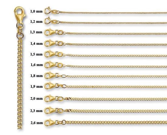 Quickjewels Gouden ketting - gourmet schakel - 1.8 mm dik en 60 cm lang -  14 krt goud | bol.com