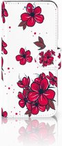 Geschikt voor Samsung S9 Wallet Book Case Hoesje Design Blossom Red
