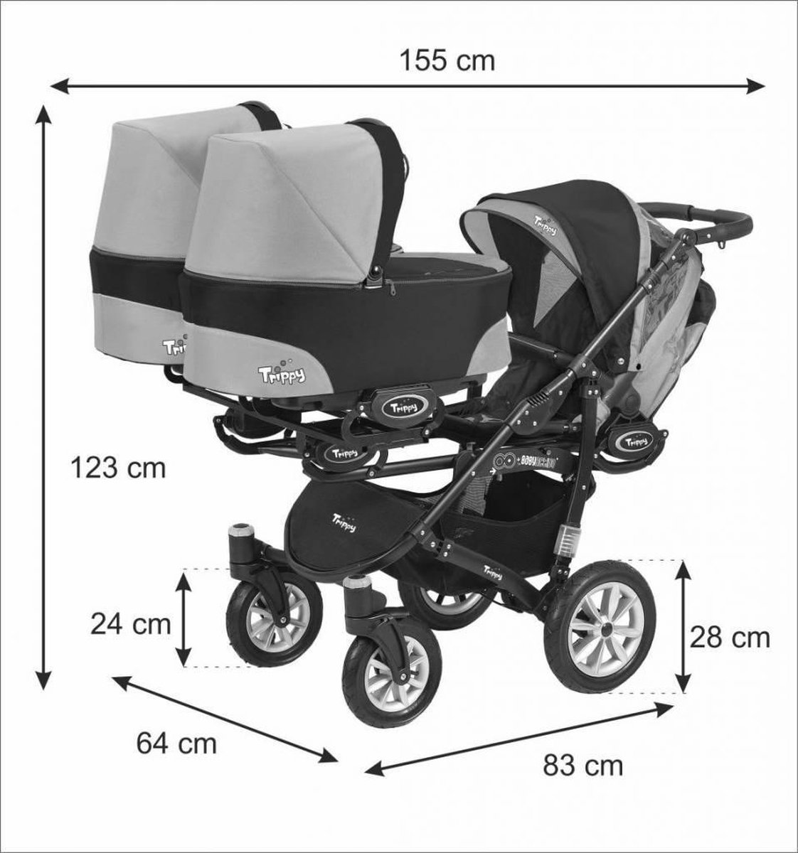 Babyactive Trippy 2 Drieling kinderwagen - Zwart | bol.com