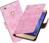 BestCases.nl Roze Mini Slang booktype wallet cover cover voor Huawei P8 Lite 2017 / P9 Lite 2017