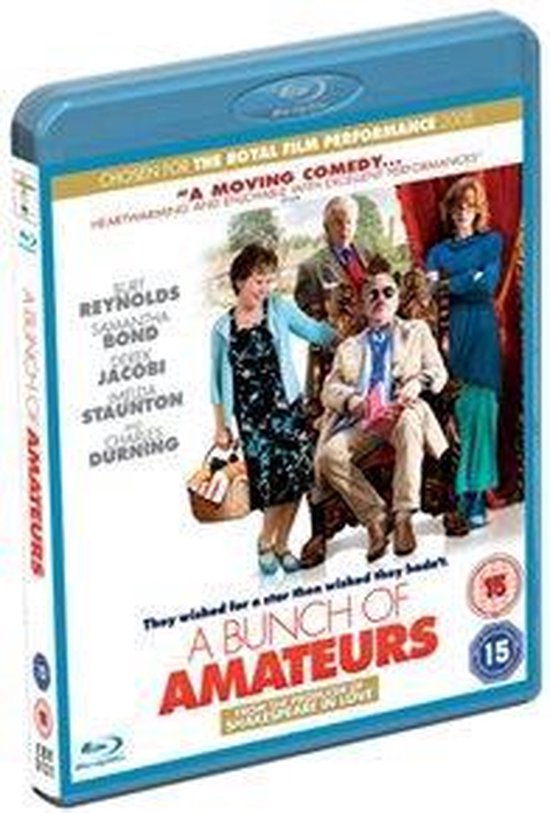 Blu-ray hoes met filmstills van acteurs, waaronder Burt Reynolds, Samantha Bond en Derek Jacobi.