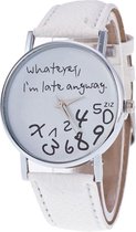 Fako Bijoux® - Horloge - Whatever, I'm Late Anyway - Wit