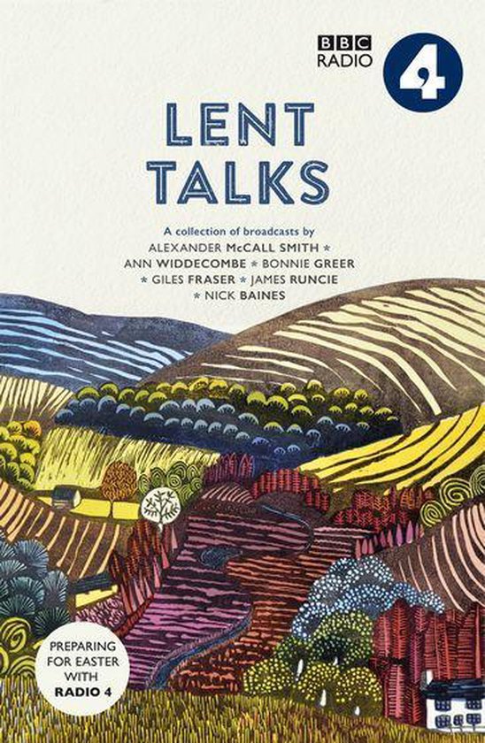 Livre 'Lent Talks' avec une illustration de champs vallonnés et de collines, le logo BBC Radio 4 et le titre.