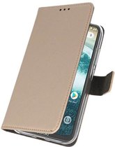 Booktype Telefoonhoesjes - Bookcase Hoesje - Wallet Case -  Geschikt voor Moto One Power - Goud