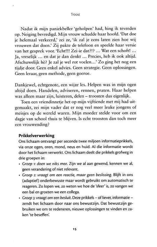 Tekstpagina met de kopjes 'Troost' en 'Prikkelverwerking'.