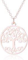 24/7 Jewelry Collection Levensbloem Boom Ketting - Mandala - Cirkel - Rosé Goudkleurig